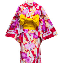 画像をギャラリービューアに読み込む, 二部式浴衣/変則市松と桜(赤)&帯セット