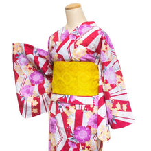 画像をギャラリービューアに読み込む, 二部式浴衣/変則市松と桜(赤)&帯セット