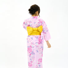 画像をギャラリービューアに読み込む, 二部式浴衣/牡丹と菊(銀ラメ)&帯セット