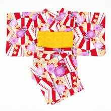 画像をギャラリービューアに読み込む, 二部式浴衣/変則市松と桜(赤)&帯セット