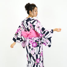 画像をギャラリービューアに読み込む, 二部式浴衣/変則市松と桜(紺)&帯セット