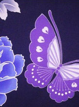 画像をギャラリービューアに読み込む, 二部式浴衣/牡丹と蝶(紺)&帯セット