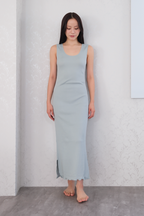 きものの肌着ワンピース（スモーキーグリーン）Kimono slip dress(Smokygreen)