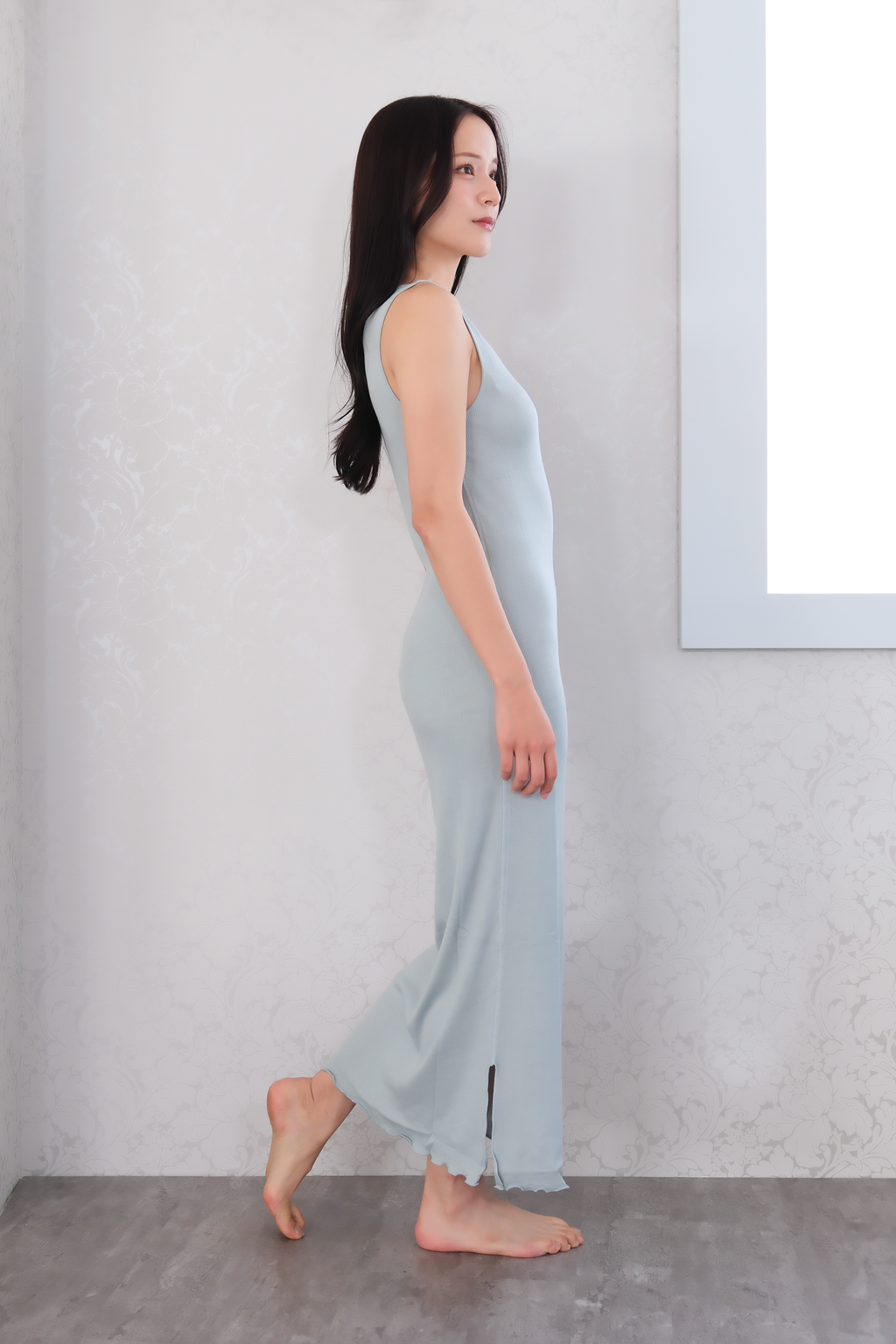 きものの肌着ワンピース（スモーキーグリーン）Kimono slip dress(Smokygreen)