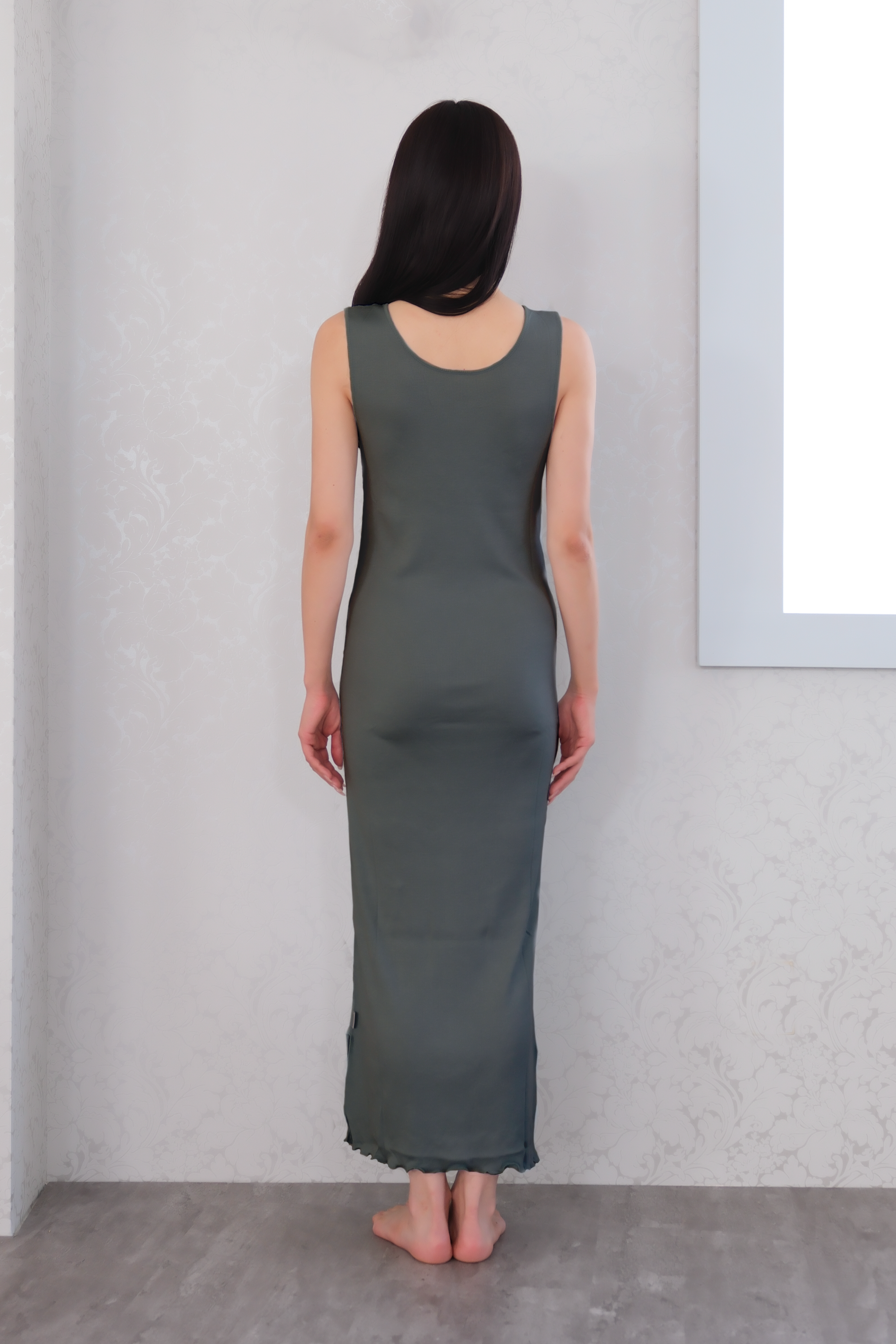 きものの肌着ワンピース（チャコール）Kimono slip dress(charcoal)