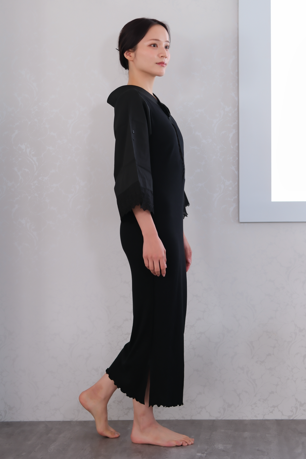 くのいちランジェリーロング丈(ブラック)