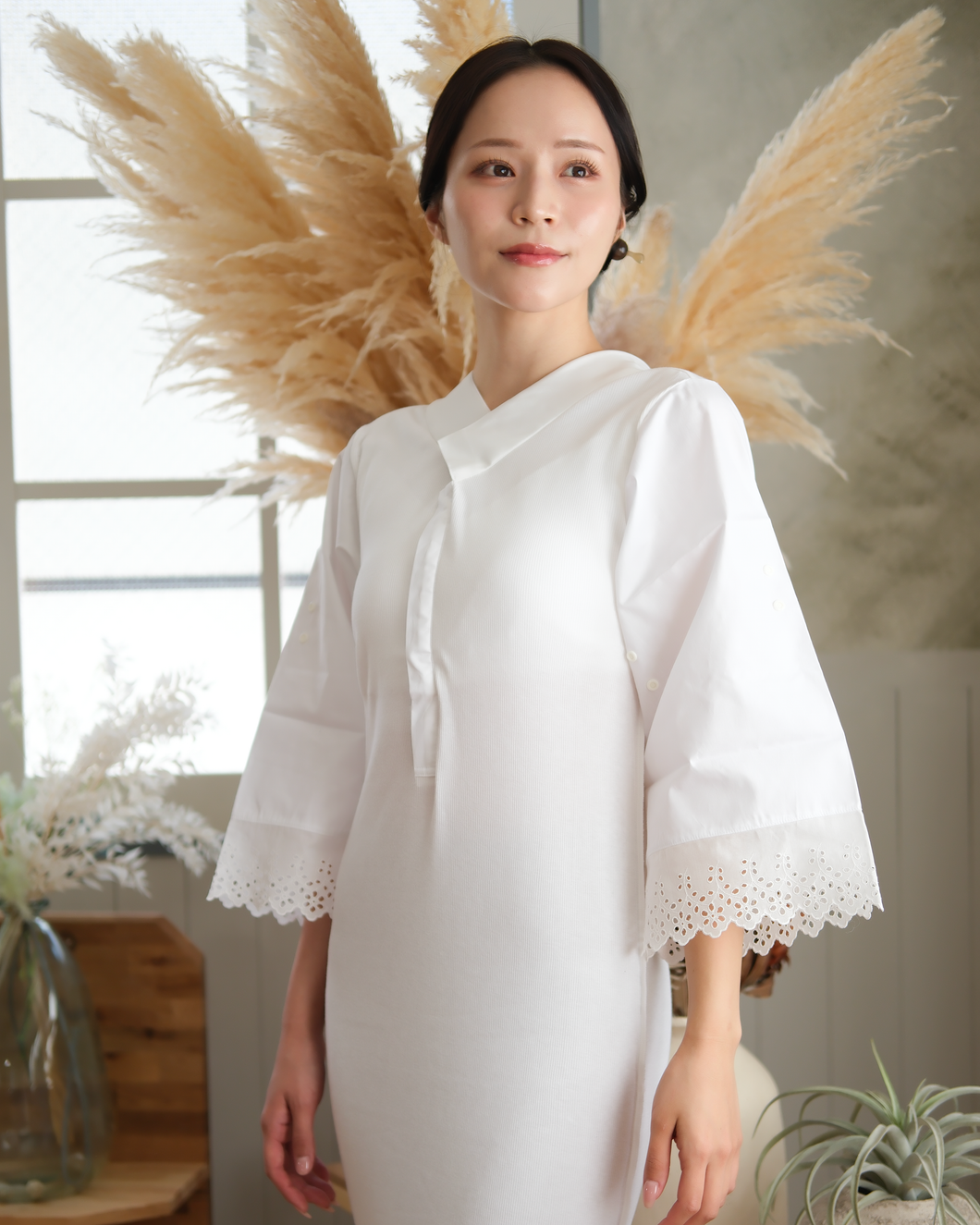 くのいちランジェリーロング丈(キナリ) 衿付き襦袢 襟付き襦袢 和装下着 くのいちランジェリーロング丈(キナリ) | gekkabizin(月下美人