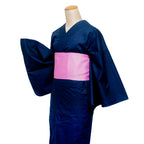 二部式浴衣/無地とレース(紺)＆帯セット