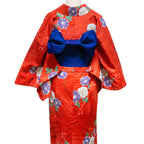 二部式浴衣/朝顔(赤)＆帯セット