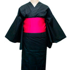 二部式浴衣/無地とレース(黒)＆帯セット