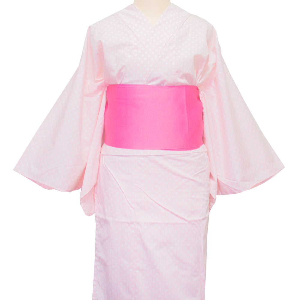 二部式浴衣/水玉とレース(ピンク)＆帯セット