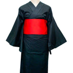 二部式浴衣/無地とレース(黒)＆帯セット