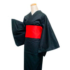 二部式浴衣/無地とレース(黒)＆帯セット