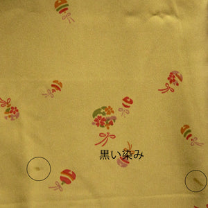アンティーク　ひっぱり/黄色×植物