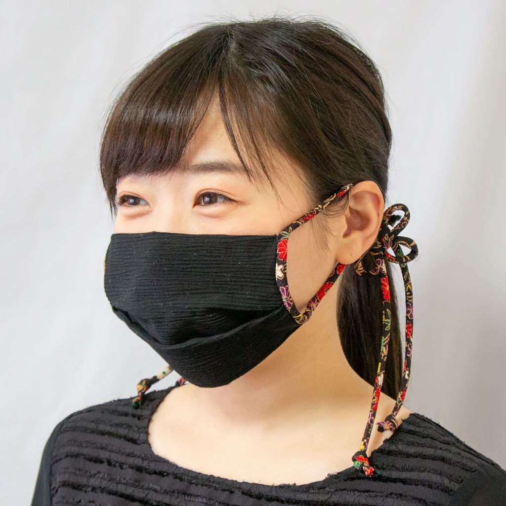 楊柳マスク（黒ストラップ）