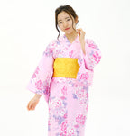 二部式浴衣/牡丹と菊(銀ラメ)＆帯セット