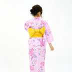 二部式浴衣/牡丹と菊(銀ラメ)＆帯セット