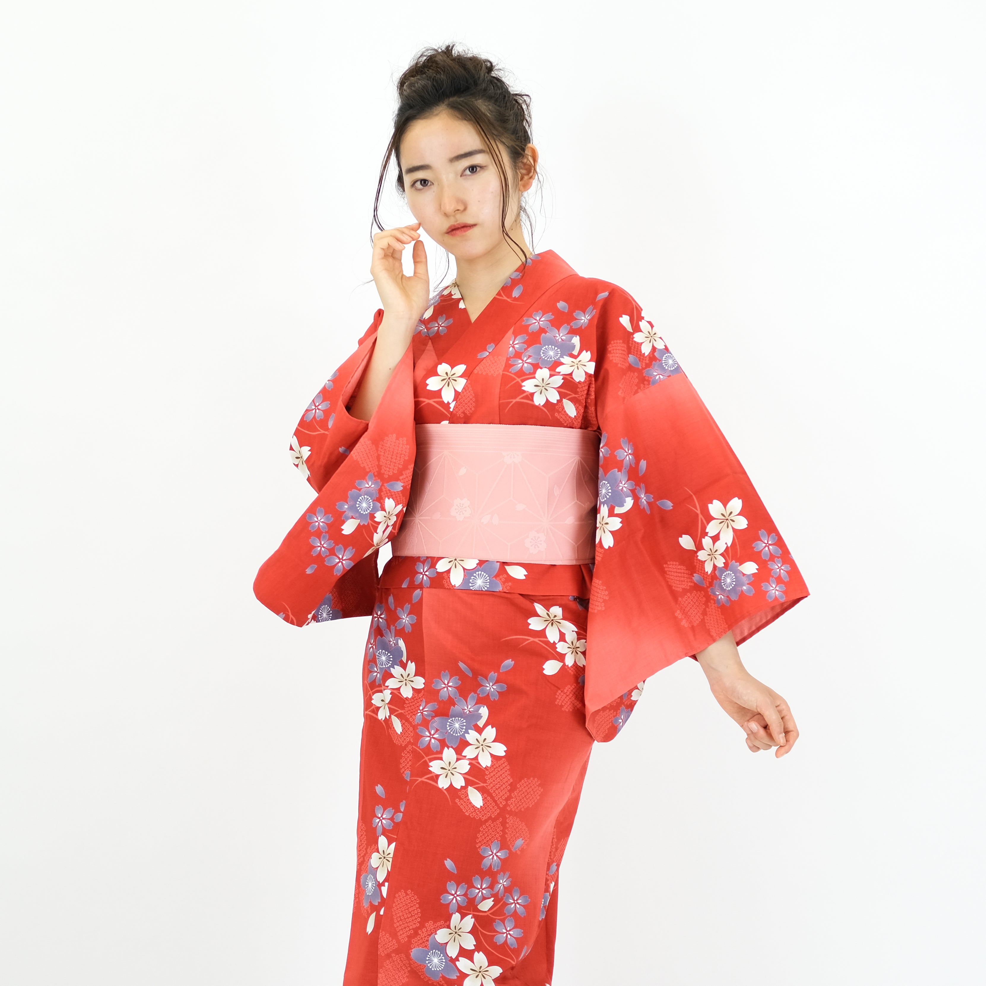 二部式浴衣/桜(赤)＆帯セット| gekkabizin(月下美人) – 【公式ショップ