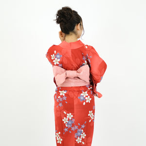 二部式浴衣/桜(赤)＆帯セット