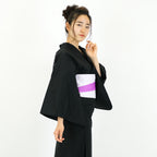 二部式浴衣/無地とレース(黒)＆帯セット