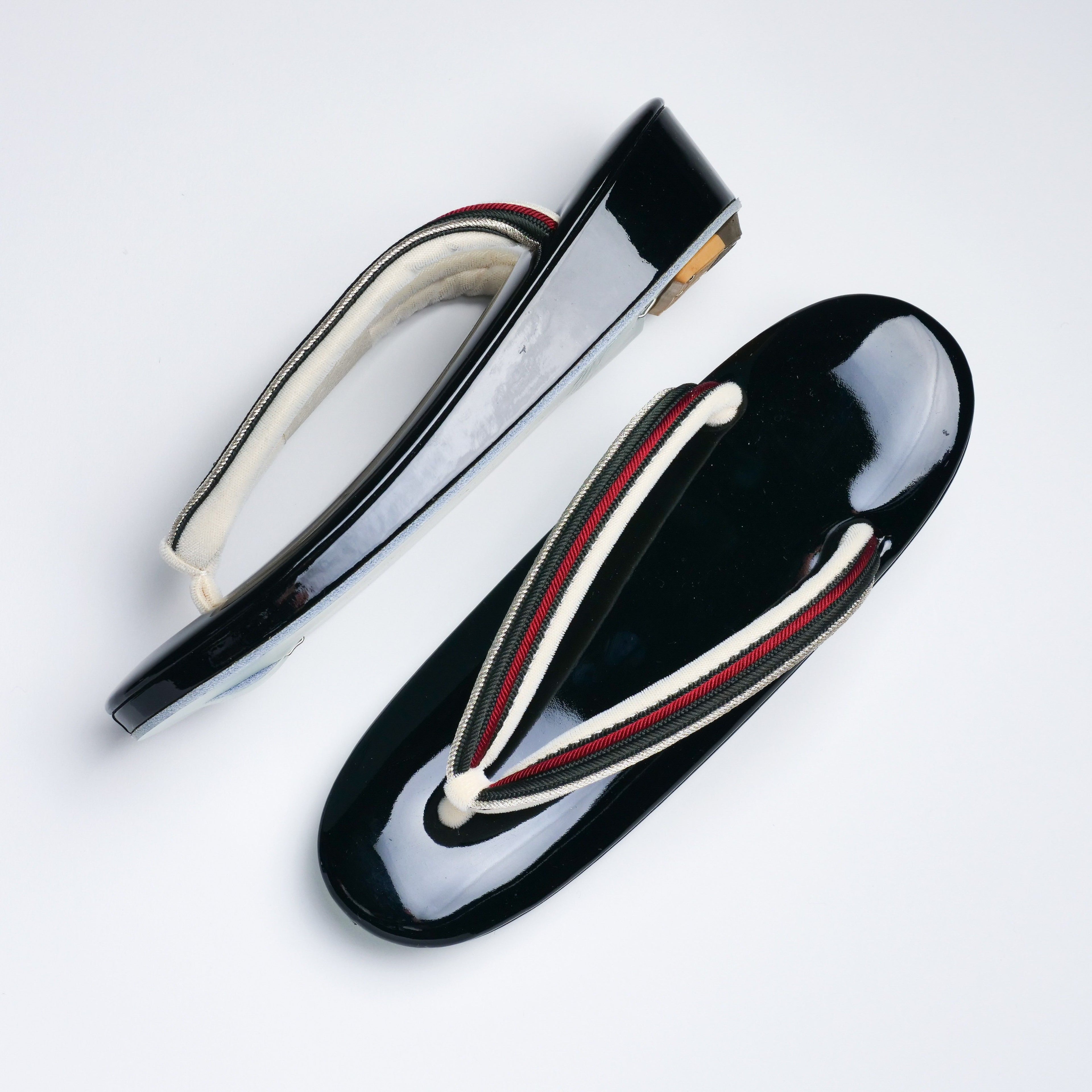 本革草履 / 正絹組紐×ブラック