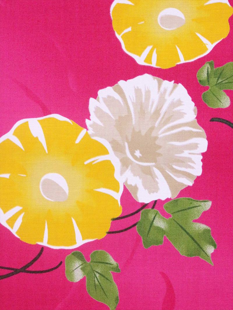 二部式浴衣/朝顔(ピンク)＆帯セット