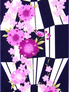 二部式浴衣/矢絣と桜(紺)＆帯セット